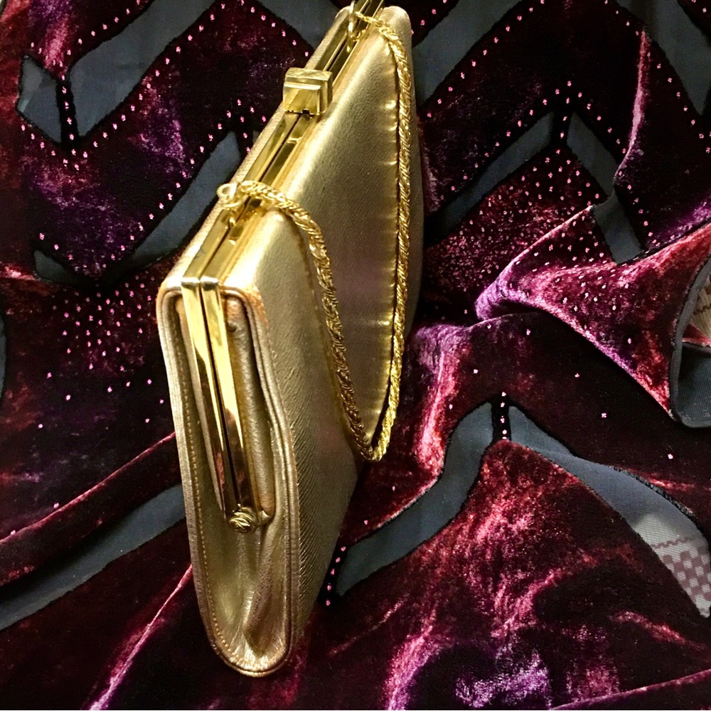 VINTAGE 1960s NICHOLAS REICH FOR BONWIT TELLER GOLD EVENING PURSE—RARE & ELEGANT